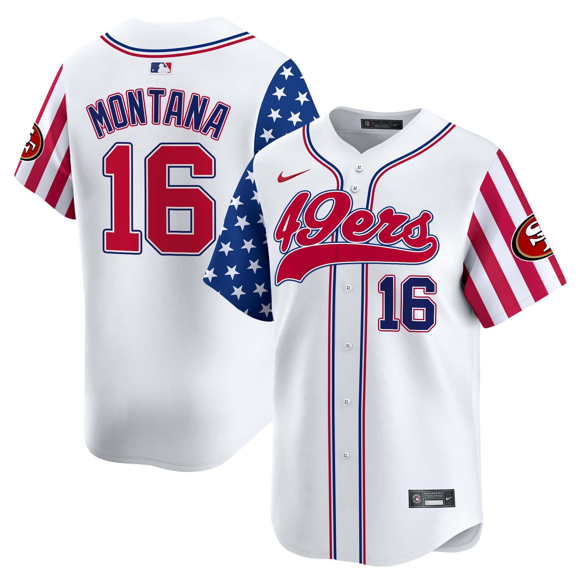 Men San Francisco 49ers 16 Montana White Nike 2024 Independence Day Vapor Premier Limited NFL Jersey